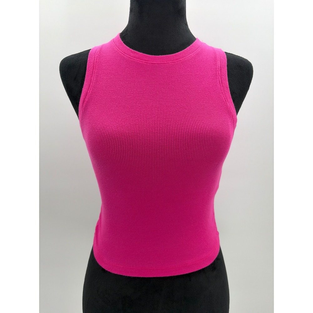 Hollister Must-Have Collection‎ Hot Pink Ribbed High-Neck Tank Top XS